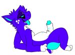  anthro bodily_fluids dragon drooling ejaculation eyewear foreskin fur furred_dragon genitals green_penis kippyskippy luca_(lucapaws) lying male orgasm penis purple_body saliva slightly_chubby small_tail tail tongue tongue_out 