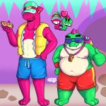  anthro big_penis brawl_stars buzz_(brawl_stars) chubby_male dinosaur doug_(brawl_stars) duo genitals hi_res male male/male murderdroid_(artist) penis reptile scalie sex solo supercell_(company) 