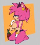  absurd_res alcohol amy_rose anthro beverage big_breasts breasts clothed clothing eulipotyphlan female hedgehog hi_res mammal monamania nipples sega solo sonic_the_hedgehog_(series) topless wine 