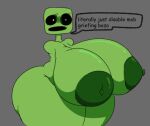  anthro armless big_breasts big_butt breasts butt creeper_(minecraft) dialogue english_text female green_body grey_body huge_breasts huge_butt lewdmaya microsoft minecraft mojang solo text xbox_game_studios 