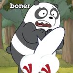  andromorph anthro bear cartoon_network clothed clothing erection erection_under_clothing giant_panda intersex low_res male mammal panda_(wbb) public public_nudity solo unknown_artist we_bare_bears 