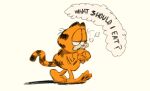  anthro black_stripes domestic_cat dreamywolfdd english_text felid feline felis fur garfield_(series) jim_davis male mammal orange_body orange_fur solo stripes tail text thinking thought_bubble walking 