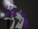  4:3 black_sclera blood bodily_fluids creepy creepypasta cutie_mark equid equine eyelashes farfallingfilly female feral friendship_is_magic fur grimdark hair hasbro hooves horn magic magic_user mammal my_little_pony open_mouth purple_hair purple_tail quadruped rarity_(mlp) smile solo tail teeth tongue unicorn white_body white_ears white_fur white_horn 