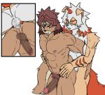  5_fingers anthro anthro_on_anthro arknights bodily_fluids brown_body brown_fur brown_hair canid canine censored censored_genitalia censored_penis darkened_genitalia darkened_penis duo eyebrows fingers fur genitals gundam gundam_build_divers_re:rise hair hung_(arknights) hypergryph jed_(gundam_build_divers_re:rise) long_hair male male/male male_focus male_penetrated male_penetrating male_penetrating_male mammal muscular muscular_anthro muscular_male penetration penis raxkiyamato red_eyebrows sex simple_background studio_montagne sweat sweatdrop white_background white_hair 