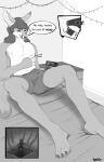  4_toes 5_fingers absurd_res anthro bed bedroom big_ears black_clothing black_nose black_underwear bodily_fluids brown_hair bulge business_suit canid canine canis claws clock clothed clothing comic cutaway detailed_background dialogue digital_drawing_(artwork) digital_media_(artwork) digital_painting_(artwork) duo english_text erection eyebrow_through_hair eyebrows feet female female_prey fennec fingers fox full-length_portrait fur furniture hair hand_in_underwear hand_on_stomach hi_res human human_prey inside_stomach internal larger_anthro larger_male larger_pred licking licking_lips lights macro male male_pred mammal masturbation micro monochrome navel neck_bulge nipples on_bed oral_vore pawpads paws plantigrade portrait rei_(voracious-rei) scared screaming sitting sitting_on_bed size_difference smaller_female smaller_human smaller_prey smile soft_vore sound_effects speech_bubble spread_legs spreading stomach_acid suit swallowing tail taylornoir teasing text toe_claws toes tongue tongue_out topless translucent translucent_hair underwear unwilling_prey vore white_body white_fur willing_pred 