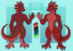  absurd_res ambiguous_gender anthro gatsby hi_res kobold lucky_(disambiguation) model_sheet nude red_body red_scales scales scalie solo 