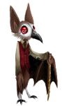  2016 alpha_channel ambiguous_gender anthro avian bat bat_ears bat_wings beak bird black_beak black_talons bobipineman brown_body cane clothing digital_media_(artwork) digital_painting_(artwork) feathers horizontal_pupils hybrid mammal membrane_(anatomy) membranous_wings necktie pupils red_clothing red_eyes simple_background solo suit transparent_background wings 