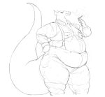  2022 anthro belly big_belly bottomwear cettus cigarette clothed clothing dragon dress_shirt frill_(anatomy) fritjof frown fully_clothed hand_on_hip holding_cigarette holding_object male obese obese_anthro obese_male overweight overweight_anthro overweight_male pants pockets scalie shirt sketch smoking solo standing suspenders tail thick_tail topwear 