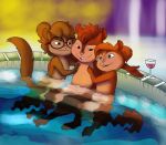  alcohol alvin_and_the_chipmunks alvin_and_the_chipmunks_(live-action) alvin_seville ambiguous_gender anthro arm_around_shoulders bangs beverage blue_eyes blurred_background brittany_miller brown_body brown_eyes brown_fur chipmunk container cup detailed_background digimaru drinking_glass eyewear facial_markings featureless_chest fur fur_markings glass glass_container glass_cup glasses ground_squirrel group hair head_markings head_tuft hindpaw hot_tub jeanette_miller mammal markings nude open_mouth open_smile partially_submerged paws pink_nose ponytail rodent round_glasses sciurid semi-anthro sitting smile tail trio tuft water wine wine_glass 