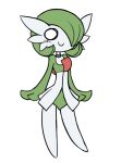  2023 airalin blush chest_spike empty_eyes female gardevoir generation_3_pokemon green_body looking_at_viewer multicolored_body nintendo pokemon pokemon_(species) rakkuguy simple_background smile solo spikes spikes_(anatomy) standing white_background white_body 