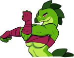  amazon anthro arm_wraps back_plates bandeau breasts breccia bust_portrait chest_wraps clenched_fists clenched_hands clothing digitalkaiju dinosaur dinozon_fury female flexing green_body green_scales muscular muscular_female ornithischian plates portrait red_eyes reptile scales scalie simple_background solo stegosaurian stegosaurus stretching thyreophoran topwear under_boob white_background wraps 