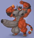  anthro armpit_hair balls big_balls big_penis black_body black_fur bodily_fluids body_hair chest_hair flare_(redec-the-lion) fur gabgbb generation_7_pokemon genitals grey_body grey_fur huge_balls huge_pecs huge_penis hyper hyper_balls hyper_genitalia hyper_penis incineroar male muscular muscular_anthro muscular_male muscular_thighs nintendo penis pokemon pokemon_(species) red_body red_fur solo sweat vein veiny_penis 