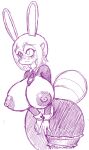  accessory ailurid alyrise anthro big_breasts blush breasts clothing costume covering covering_crotch embarrassed fake_ears fake_rabbit_ears female fur garter generation_7_pokemon hair huge_breasts ineffective_clothing mammal monochrome navel necktie nintendo nipples pink_and_white pokemon pokemon_(species) reverse_bunny_costume scut_tail shirt_collar shirt_cuffs short_tail sketch solo steffi_(alyrise) stufful tail 