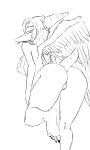  anthro big_butt bikini black_toenails butt camel_toe clothing dinosaur erect_nipples fang_(gvh) feathered_wings feathers feet female goodbye_volcano_high hair hi_res long_hair long_snout looking_at_viewer looking_back monochrome nipples pterodactylus pterosaur raised_tail rear_view reptile scalie simple_background sling_bikini snoot_game_(fan_game) snout solo swimwear tail tongue tongue_out unknown_artist white_background wings 