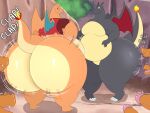  anthro belly big_butt bottom_heavy bottomless brutus_(megacoolbear) bubble_butt butt charizard clothed clothing duo_focus facial_piercing fire flaming_tail generation_1_pokemon grey_body group hi_res huge_butt huge_hips hyper hyper_butt male megacoolbear_(artist) motion_lines nintendo nose_piercing nose_ring orange_body outside overweight overweight_anthro overweight_male piercing pokemon pokemon_(species) red_clothing red_shirt red_topwear ring_piercing shiny_pokemon shirt tail thick_thighs topwear torn_clothing torn_shirt torn_topwear wings 