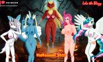  absurd_res anthro female female/female group halloween hi_res holidays lola_the_blazy 