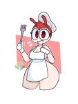 aiyhav_nouneim ant antennae_(anatomy) anthro apron apron_only arthropod biped breasts cleavage clothed clothing eyelashes female fur gloves hair handwear headgear headwear hi_res hymenopteran insect jollibee_(mascot) looking_at_viewer red_antennae red_body red_eyes red_fur red_hair signature smile smiling_at_viewer solo tan_body tan_skin topwear watermark white_apron white_clothing 