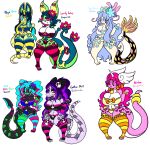  accessory anthro arbok black_body black_hair blue_eyes blue_hair breasts dragonair female fur generation_1_pokemon generation_3_pokemon generation_5_pokemon generation_8_pokemon green_body group hair heterochromia hi_res horn lewdchuu_(artist) milotic navel nintendo pink_body pink_eyes pink_hair pokemon pokemon_(species) purple_body purple_eyes purple_fur sandaconda serperior seviper shiny_pokemon simple_background tail white_background white_body wings yellow_body yellow_eyes 