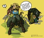  2022 accident big_butt bodily_fluids butt clothed clothing duo elf facesitting female fully_clothed hair hi_res huge_butt huge_hips huge_thighs humanoid humanoid_pointy_ears hylian larger_female link male male/female nintendo not_furry princess_zelda sitting sitting_on_another size_difference smaller_male sweat tail-blazer the_legend_of_zelda thick_thighs tight_clothing wide_hips 