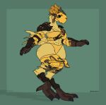  2023 abs absurd_res after_transformation anthro armband armor avian beak bent_legs big_breasts bird breasts cheek_tuft chocobo clothing digitigrade facial_tuft feathers female final_fantasy full-length_portrait gauntlets gloves handwear hi_res hip_tuft knee_pads mask methados muscular muscular_female on_one_leg portrait sash shadow shoulder_pads signature simple_background skimpy_armor solo square_enix standing tail_feathers talon_hands talons thick_thighs thong tuft underwear wide_hips yellow_body yellow_feathers 