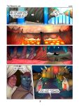  absurd_res anthro cape clothed clothing comic desert dragon duo felid hi_res horse_carriage lava male mammal night pantherine red_dragon_(zourik) roy_(zourik) spikes tent waterfall wingless_dragon zourik 