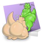  1:1 2023 3_toes absurd_res anthro balls belly big_belly biped blush digital_media_(artwork) drawee_draws duo erection eyes_closed feet genitals hi_res male male/male navel nude open_mouth oral pecs penis rain_world rear_view simple_background slugcat_(rain_world) smile thick_thighs toes wide_hips 