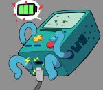  &lt;3 2023 adventure_time blush bmo cartoon_network female green_body hi_res looking_pleasured lurkin lying machine not_furry on_back open_mouth robot simple_background solo usb_cable usb_compatible usb_port 