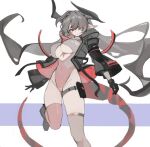  artist_request breasts clothing_cutout gloves grey_hair jacket large_breasts leg_holster leotard open_clothes open_jacket original pointy_ears short_hair thighhighs underboob underboob_cutout 