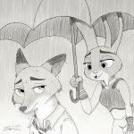  anthro canid canine disney dripping female fox hatakeclarissarts inktober judy_hopps lagomorph leporid male male/female mammal nick_wilde rabbit ship solo umbrella vehicle watercraft zootopia 