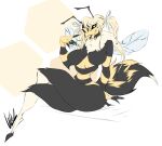  abby_(donglysfm) antennae_(anatomy) anthro arthropod arthropod_abdomen bee big_breasts black_body breasts digital_drawing_(artwork) digital_media_(artwork) dullvivid female hi_res hymenopteran insect neck_tuft pigtails solo tuft wings yellow_body 