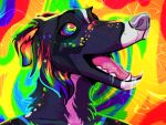  4:3 abstract_background anthro black_body black_fur bodily_fluids borzoi canid canine canis domestic_dog drooling eyestrain fur hornedupbuck hunting_dog hypnosis hypnotic_eyes male mammal mind_control multicolored_body multicolored_fur psychedelic psychedelic_background rainbow rainbow_body rainbow_fur saliva sighthound solo solo_focus tongue 