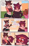  absurd_res anthro canid canine canis crossed_arms domestic_dog drawing_trans duo embarrassed eye_contact female flower hi_res incest_(lore) lance_(drawing_trans) looking_at_another lyra_(drawing_trans) male male/female mammal plant rose_(flower) shy speech_bubble text 