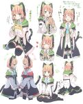  2girls absurdres anger_vein animal_ear_headphones animal_ears black_skirt black_thighhighs blonde_hair blue_archive blue_necktie blush bow cat_tail closed_eyes closed_mouth collared_shirt crying crying_with_eyes_open eighth_note fake_animal_ears flying_sweatdrops green_bow green_eyes green_halo hair_bow halo headphones heart highres jacket kamotsu_yasai long_sleeves midori_(blue_archive) momoi_(blue_archive) multiple_girls musical_note necktie open_mouth pink_halo pleated_skirt red_bow red_eyes shirt short_hair siblings simple_background sisters skirt smile tail tears thighhighs twins two-sided_fabric two-sided_jacket white_background white_jacket white_shirt 