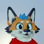  anthro big_ears big_eyes big_nose blender_(software) blue_eyes canid canine clothed clothing fox fur hi_res hoodie male mammal mango_fox red_clothing solo topwear whiskers 