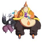  1:1 2023 alpha_channel anthro blackberry_(zangg) butters_(zangg) clothed clothing digital_drawing_(artwork) digital_media_(artwork) duo excadrill fan_character female floatzel generation_4_pokemon generation_5_pokemon gesture hi_res looking_at_viewer nintendo overweight overweight_female pokemon pokemon_(species) shaded simple_background smile thesilentfellow thick_thighs transparent_background v_sign wide_hips 