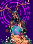  ambiguous_gender anthro antlers armband clothed clothing deer deity earth floating_eyes flower fully_clothed hi_res hood horn humanoid_hands huntokar magic_user mammal nicollerenae plant solo welcome_to_night_vale 