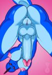  2020 anthro areola balls bent_over big_breasts big_penis blue_body blue_scales blue_skin breasts butt crotch_shot digital_media_(artwork) first_person_view foreshortening genitals glans half-closed_eyes herm hi_res intersex june_(justathereptile) justathereptile komodo_dragon lizard looking_at_viewer low-angle_view monitor_lizard narrowed_eyes nipples non-mammal_breasts nude open_mouth penis pink_areola pink_background pink_glans pink_nipples pink_pussy pussy red_eyes reptile scales scalie scutes simple_background solo tail watermark 
