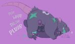  2023 anthro balls biped butt domestic_cat duo english_text felid feline felis galeon genitals hi_res lying male mammal murid murine penis purple_background rat rodent sex simple_background text tongue tongue_out 