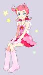  1girl cosmic_baton_girl_comet-san crown dohae_(goodtiminganima) grey_background pink_hair pink_skirt skirt star_(symbol) 