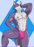  anthro canid canine canis clothed clothing delta_dewitt digital_media_(artwork) eyewear male mammal muscular nintendo nipples simple_background solo star_fox wolf wolf_o&#039;donnell 