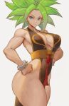  absurdres alterlesott bracelet breasts chinese_clothes chun-li cosplay dragon_ball dragon_ball_super earrings green_eyes green_hair highres jewelry kefla_(dragon_ball) muscular muscular_female short_hair spiked_bracelet spikes street_fighter thick_thighs thighs 