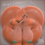  3d_(artwork) 4_eyes anthro bent_over big_butt breasts butt digital_media_(artwork) female huge_butt hyper hyper_butt looking_at_viewer multi_eye nipples non-mammal_nipples nude open_mouth reptile scalie sintronic solo text thick_thighs tulip_(sintronic) 