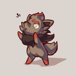  2023 advos ambiguous_gender cute_expression emanata eyebrows feral frown fur generation_5_pokemon gesture grey_background half-closed_eyes narrowed_eyes nintendo pokemon pokemon_(species) shadow simple_background solo standing tuft zorua 