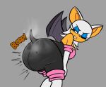  2023 anthro bat big_butt blue_eyeshadow butt clothed clothing eyeshadow feces female filth fully_clothed fur grey_background hi_res leaning leaning_forward lolotron6 makeup mammal messing pooping_on_self rouge_the_bat scat sega simple_background smelly soiling solo sonic_the_hedgehog_(series) white_body white_fur 