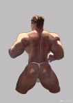  1boy absurdres animal_ears ass ass_focus bara bear_ears bikini_briefs brown_hair bulge_peek cropped_legs duduniaogu faceless faceless_male facing_away from_behind highres legs_apart light male_focus male_underwear mature_male muscular muscular_male original scar scar_on_back short_hair sideburns solo thick_eyebrows thick_thighs thighs underwear white_male_underwear 