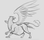  abdominal_bulge after_vore ambiguous_gender avian beak belly big_belly feral feral_pred gryphon mythological_avian mythology quadruped sketch talons thatgryphonguy vore wings 