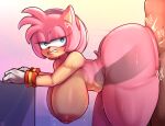  amy_rose anthro big_breasts big_butt bodily_fluids breasts butt duo eulipotyphlan female from_behind_position hedgehog hi_res huge_butt human interspecies madheaven male male/female mammal nipples nude sega sex sonic_the_hedgehog_(series) sweat thick_thighs wide_hips 