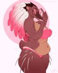  anthro beak bra breasts brown_body brown_fur clothing colored_nails dreadlocks echidna eyewear female fur glasses hi_res looking_at_viewer mammal monotreme nails panties quills round_glasses simple_background slightly_chubby smile solo thick_thighs underwear vexstacy 