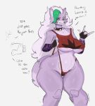  anthro areola areola_slip armband big_breasts biped breasts camera canid canine canis clothed clothing collar crop_top devil_horns_(gesture) dialogue duo english_text eyebrows female fingers five_nights_at_freddy&#039;s five_nights_at_freddy&#039;s:_security_breach fur gesture gikowinko green_hair grey_background hair huge_hips long_hair mammal multicolored_hair nails narrowed_eyes offscreen_character portrait pose purple_body purple_fur raised_eyebrow recording red_clothing roxanne_wolf_(fnaf) scottgames shirt simple_background skimpy slightly_chubby solo_focus spanish_text spiked_collar spikes steel_wool_studios tail text thick_thighs thong three-quarter_portrait topwear translated under_boob underwear video_camera white_hair wide_hips wolf yellow_eyes 