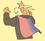  anthro bisexual_pride_colors bovid caprine clothing doginacafe duncan_(doginacafe) eyewear glasses goat hi_res lgbt_pride male mammal pride_color_flag pride_colors shirt simple_background solo topwear wearing_flag 
